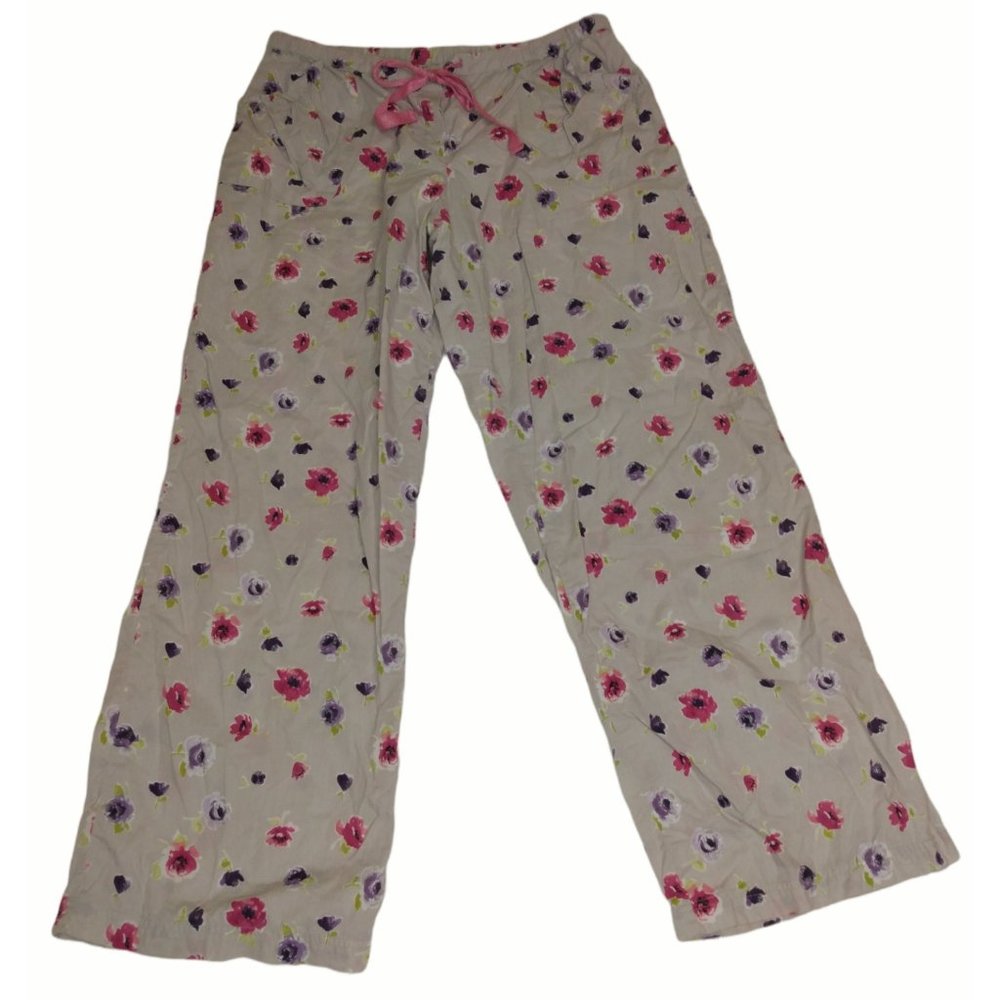 VICTORIA'S SECRET | Cotton Khaki Floral Glitter PJ Lounge Pants | Large